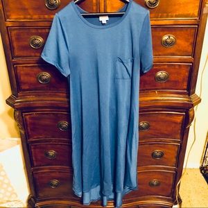 Solid blue Lularoe Carly dress M